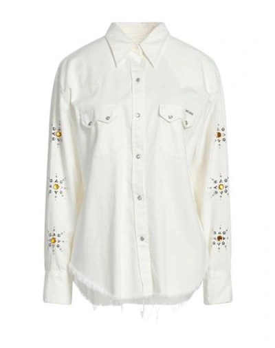 Washington Dee Cee Spirit - Studded Bull Denim Western Shirt In White