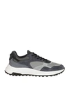 Hogan Man Sneakers Grey Size 10.5 Soft Leather, Textile Fibers