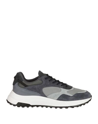Hogan Man Sneakers Grey Size 10.5 Soft Leather, Textile Fibers In Grey