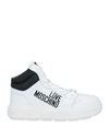 LOVE MOSCHINO LOVE MOSCHINO WOMAN SNEAKERS WHITE SIZE 8 LEATHER, TEXTILE FIBERS