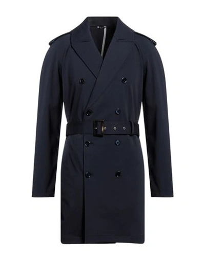 Grey Daniele Alessandrini Man Overcoat & Trench Coat Midnight Blue Size 40 Cotton, Polyamide, Elasta