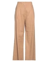 Tela Woman Pants Camel Size 6 Linen, Viscose, Cotton, Elastane In Beige