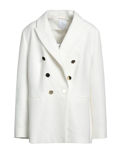 Xandres Woman Blazer Ivory Size 12 Cotton, Polyester, Elastane In White