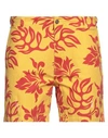 ERL ERL MAN DENIM SHORTS YELLOW SIZE XL COTTON, ELASTANE