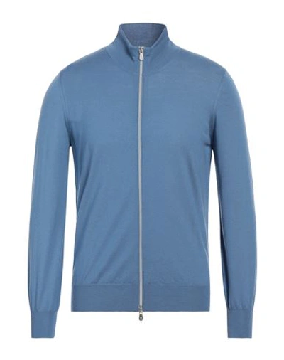 Brunello Cucinelli Man Cardigan Pastel Blue Size 44 Virgin Wool, Cashmere In Blue