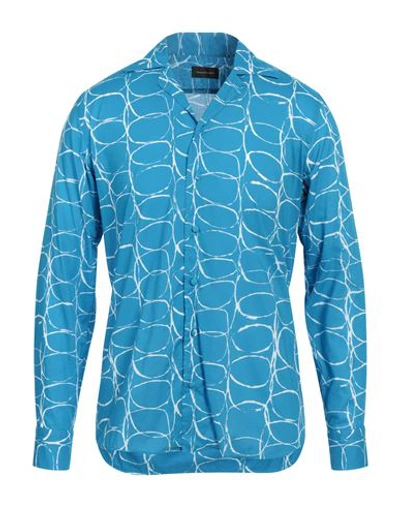 Tagliatore Man Shirt Azure Size 15 ¾ Cotton In Blue
