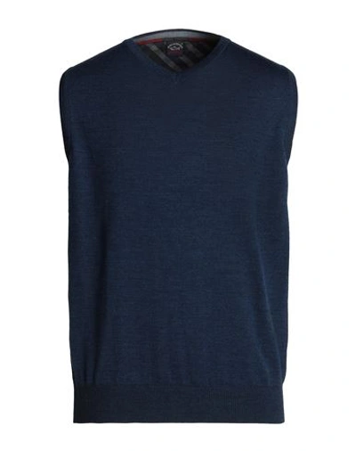 Paul & Shark Man Sweater Navy Blue Size Xxl Virgin Wool