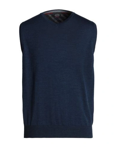 Paul & Shark Man Sweater Navy Blue Size 3xl Virgin Wool In Navy Blue