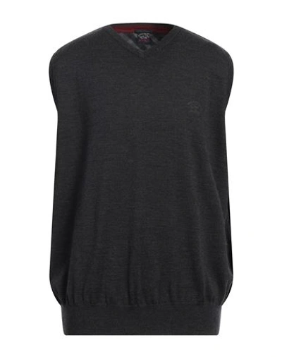 Paul & Shark Man Sweater Lead Size M Virgin Wool In Grey