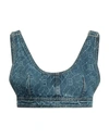 Isabelle Blanche Paris Woman Top Blue Size S Cotton In Blue