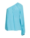 Même Road Woman Top Azure Size 8 Viscose, Silk In Blue