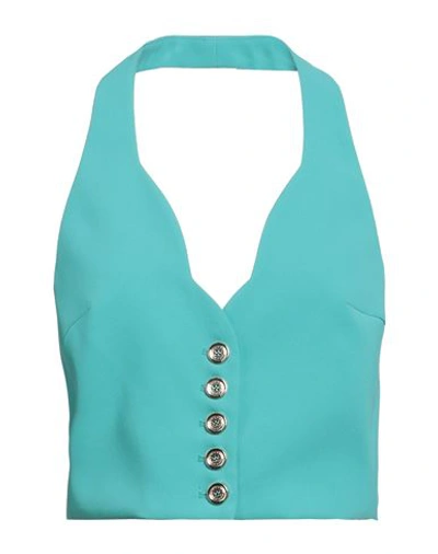 Pinko Woman Top Turquoise Size 8 Polyester, Elastane In Blue