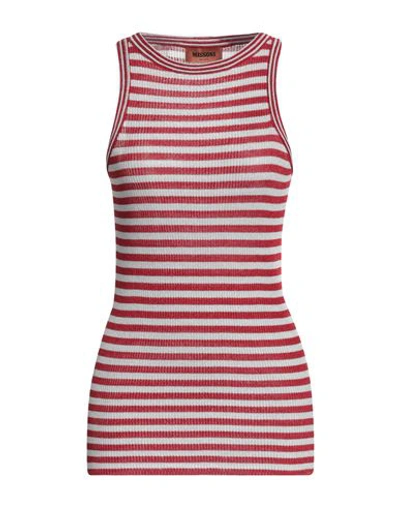 Missoni Woman Tank Top Red Size 6 Viscose, Metal