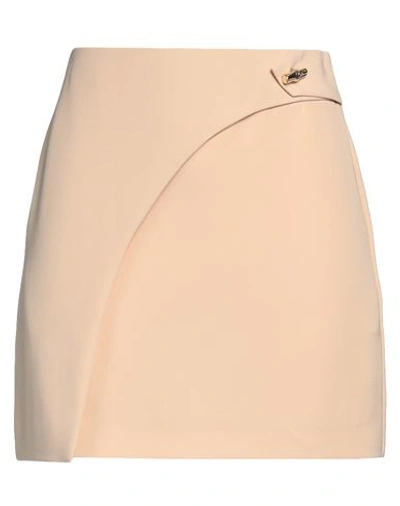Simona Corsellini Woman Mini Skirt Beige Size 4 Polyester, Elastane