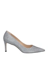 Stuart Weitzman Woman Pumps Silver Size 9.5 Textile Fibers In Silver