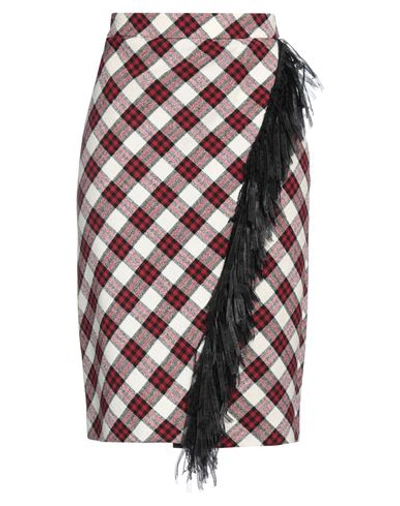 Boutique Moschino Woman Midi Skirt Red Size 10 Wool, Polyester, Polyamide, Acrylic, Elastane