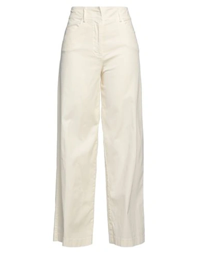 Yuko Woman Pants Cream Size 10 Cotton, Elastane In White