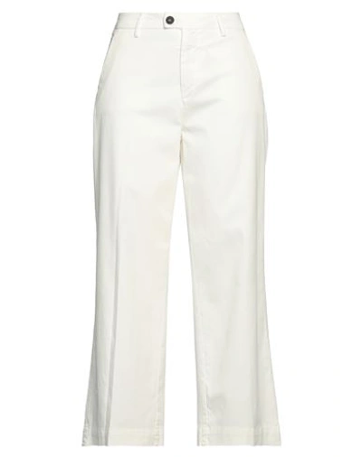 Roy Rogers Roÿ Roger's Woman Cropped Pants Ivory Size 30 Cotton, Lyocell, Elastane In White