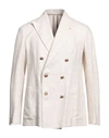 Tagliatore Man Blazer Ivory Size 40 Linen, Cotton In White