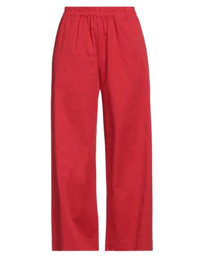 Another Label Woman Pants Red Size 4 Cotton, Elastane