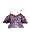 Isabel Marant Étoile Garuva Cold-shoulder Cropped Printed Cotton-voile Top In Blue