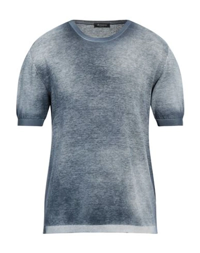 Arovescio Man Sweater Slate Blue Size 40 Cotton