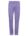 Panama Man Pants Purple Size 34 Cotton, Elastane
