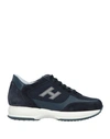 Hogan Man Sneakers Navy Blue Size 9 Textile Fibers, Leather