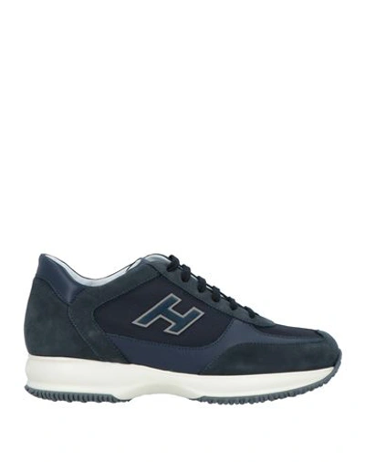 Hogan Man Sneakers Midnight Blue Size 9 Textile Fibers, Leather