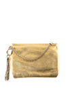 JIMMY CHOO CALLIE GOLD-TONE METALLIC LEATHER CLUTCH