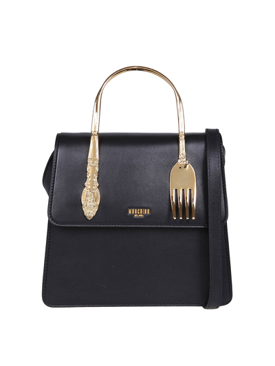 Moschino Cutlery Detail Handbag In Black
