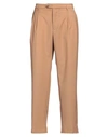 Choice Man Pants Camel Size 36 Polyester, Wool, Elastane In Beige