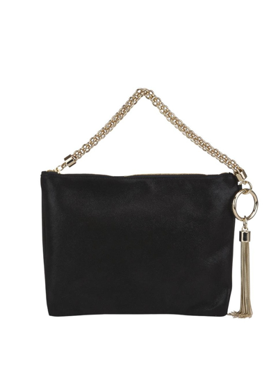 Jimmy Choo Callie Black Shimmer Suede Clutch