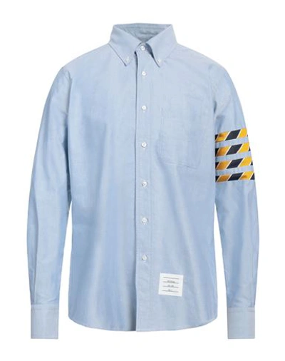 Thom Browne Man Shirt Light Blue Size 4 Cotton, Silk