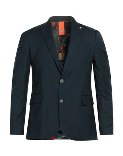 Bharnaba Man Blazer Navy Blue Size 44 Polyester, Viscose, Elastane