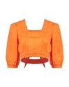 Shirtaporter Woman Top Orange Size 6 Cotton