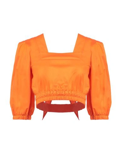 Shirtaporter Woman Top Orange Size 6 Cotton