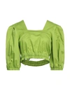 Shirtaporter Woman Top Green Size 10 Cotton In Green