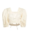 Shirtaporter Woman Top Cream Size 4 Cotton In White