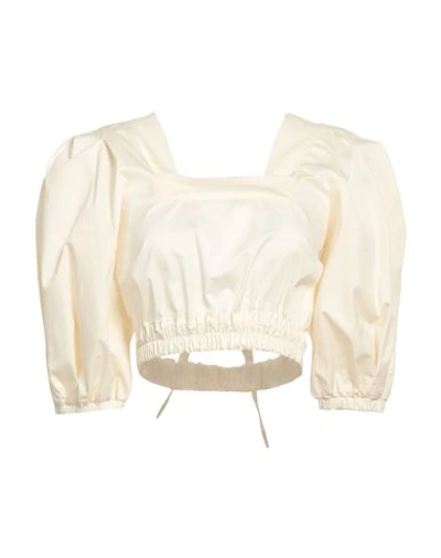 Shirtaporter Woman Top Cream Size 4 Cotton In White