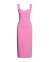 ACTUALEE ACTUALEE WOMAN MIDI DRESS FUCHSIA SIZE 6 POLYESTER, ELASTANE