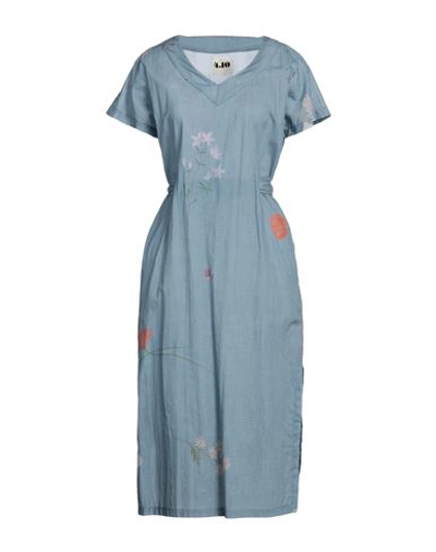 4.10 Woman Midi Dress Light Blue Size L Cotton