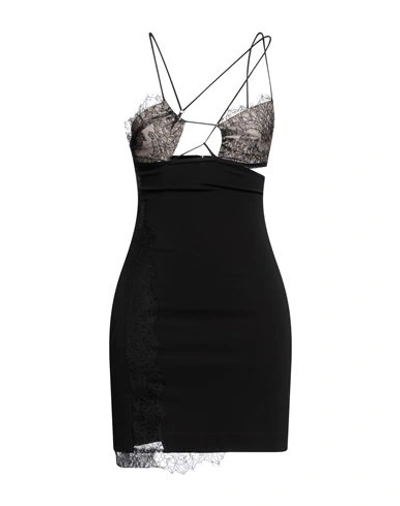 NENSI DOJAKA NENSI DOJAKA WOMAN MINI DRESS BLACK SIZE M VISCOSE, POLYAMIDE, ELASTANE