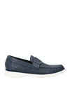 Baldinini Man Loafers Navy Blue Size 13 Leather In Navy Blue
