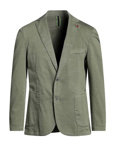 Mulish Man Blazer Sage Green Size 40 Cotton, Elastane In Sage Green