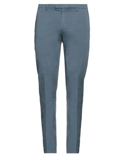 Boglioli Man Pants Slate Blue Size 30 Cotton, Elastane In Blue