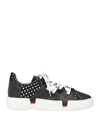 Ixos Woman Sneakers Black Size 7 Soft Leather, Textile Fibers In Black