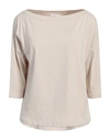 Snobby Sheep Woman T-shirt Beige Size 4 Cotton, Elastane