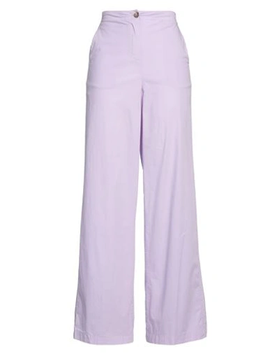 KILTIE KILTIE WOMAN PANTS LILAC SIZE 4 COTTON, ELASTANE