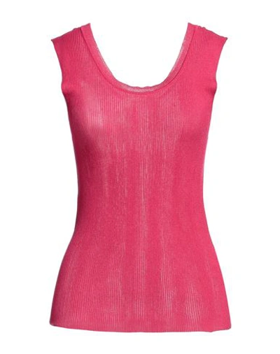 Jucca Woman Tank Top Fuchsia Size M Viscose, Polyester In Pink